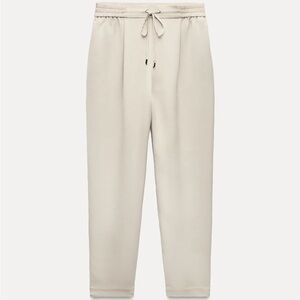 Cream ankle flowy pants